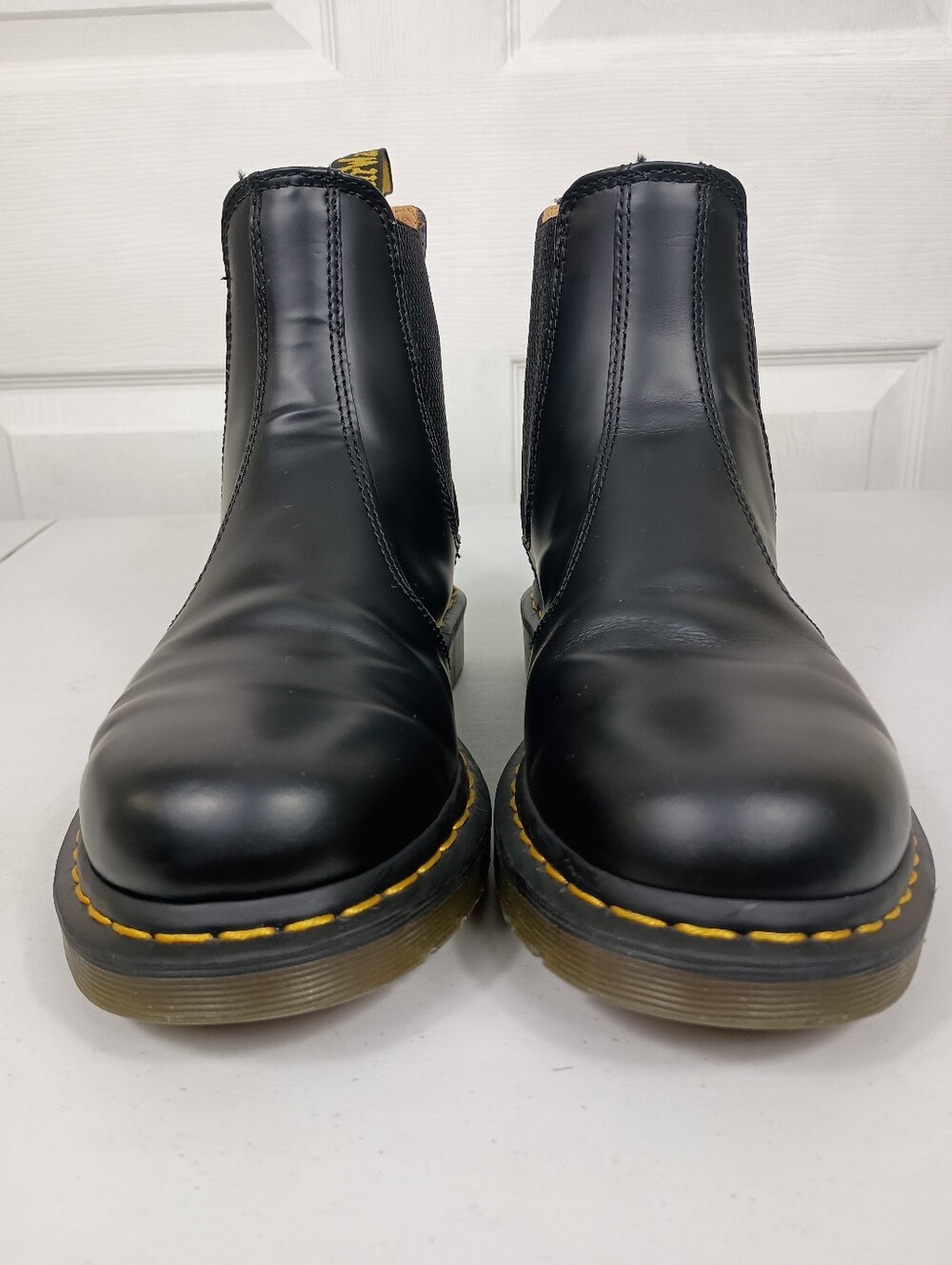 Dr Martens Chelsea Boots Womens 8 Black Leather Yellow Stitch Pull On 2976 - Picture 7 of 16